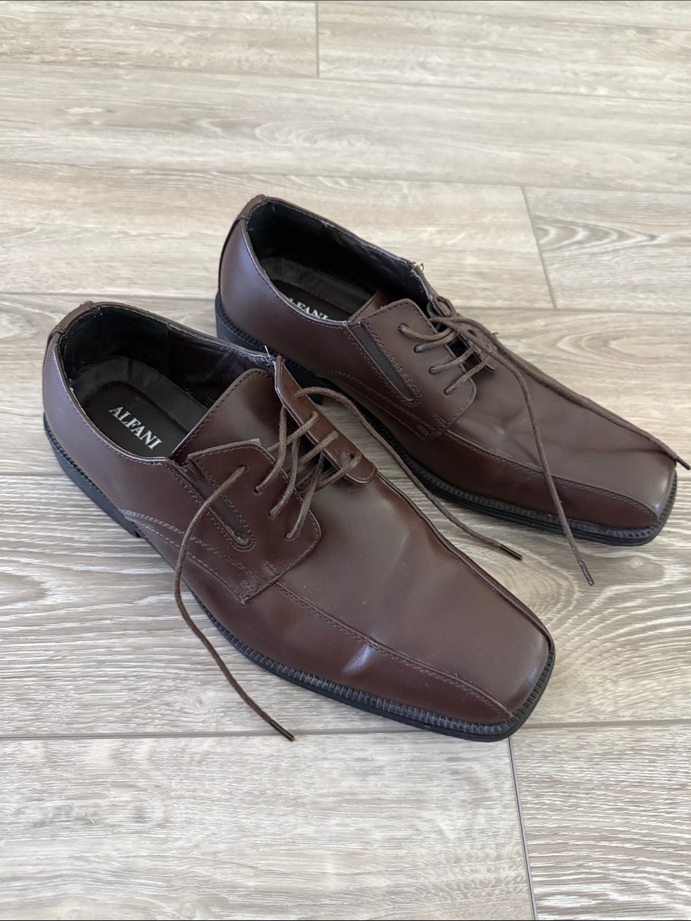 Alfani Men's Dark Brown Leather Lace-Up Oxfords, Sz 12M